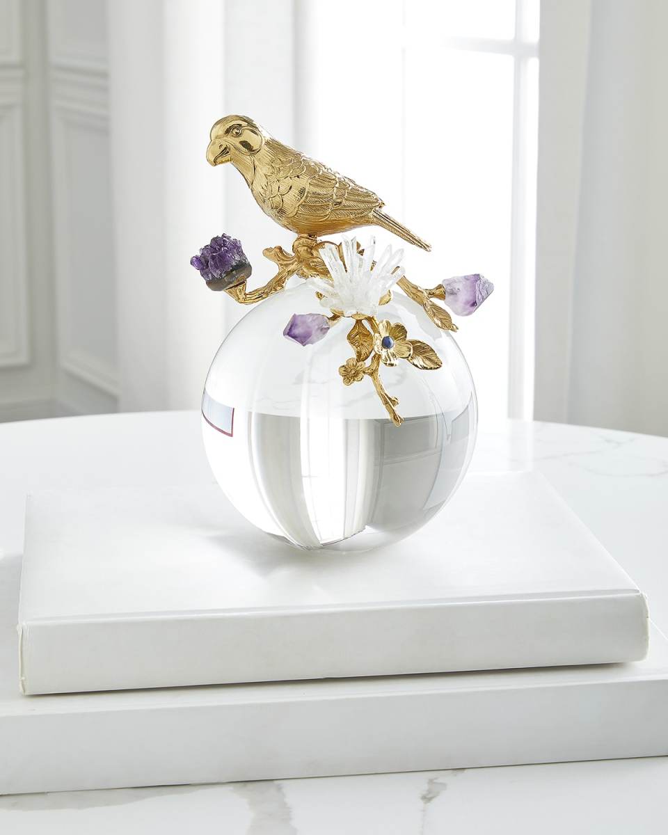 Brass Parrot and Amethyst Sculpture I