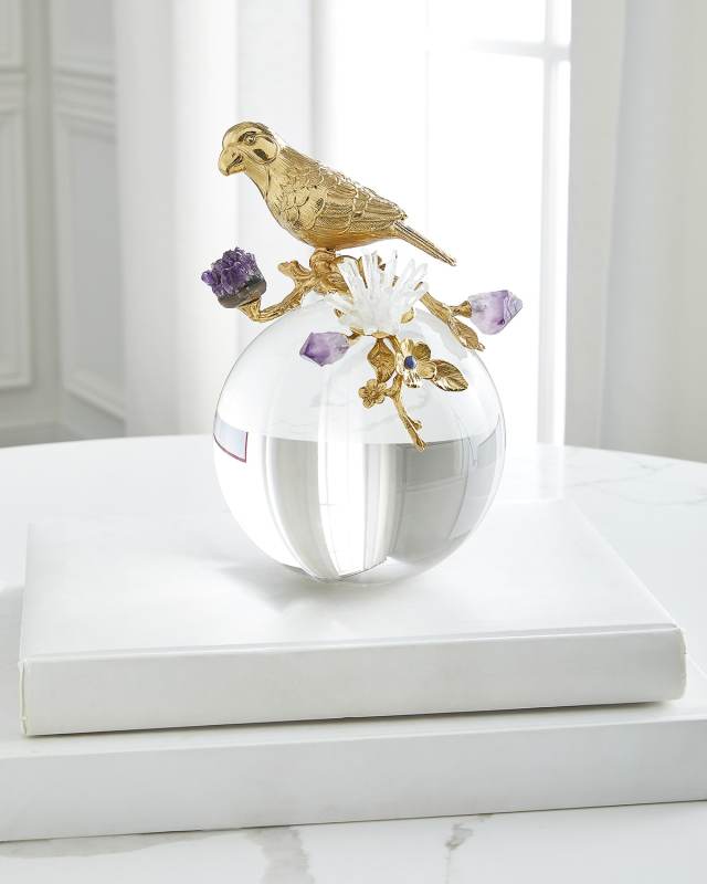 Brass Parrot and Amethyst Sculpture I