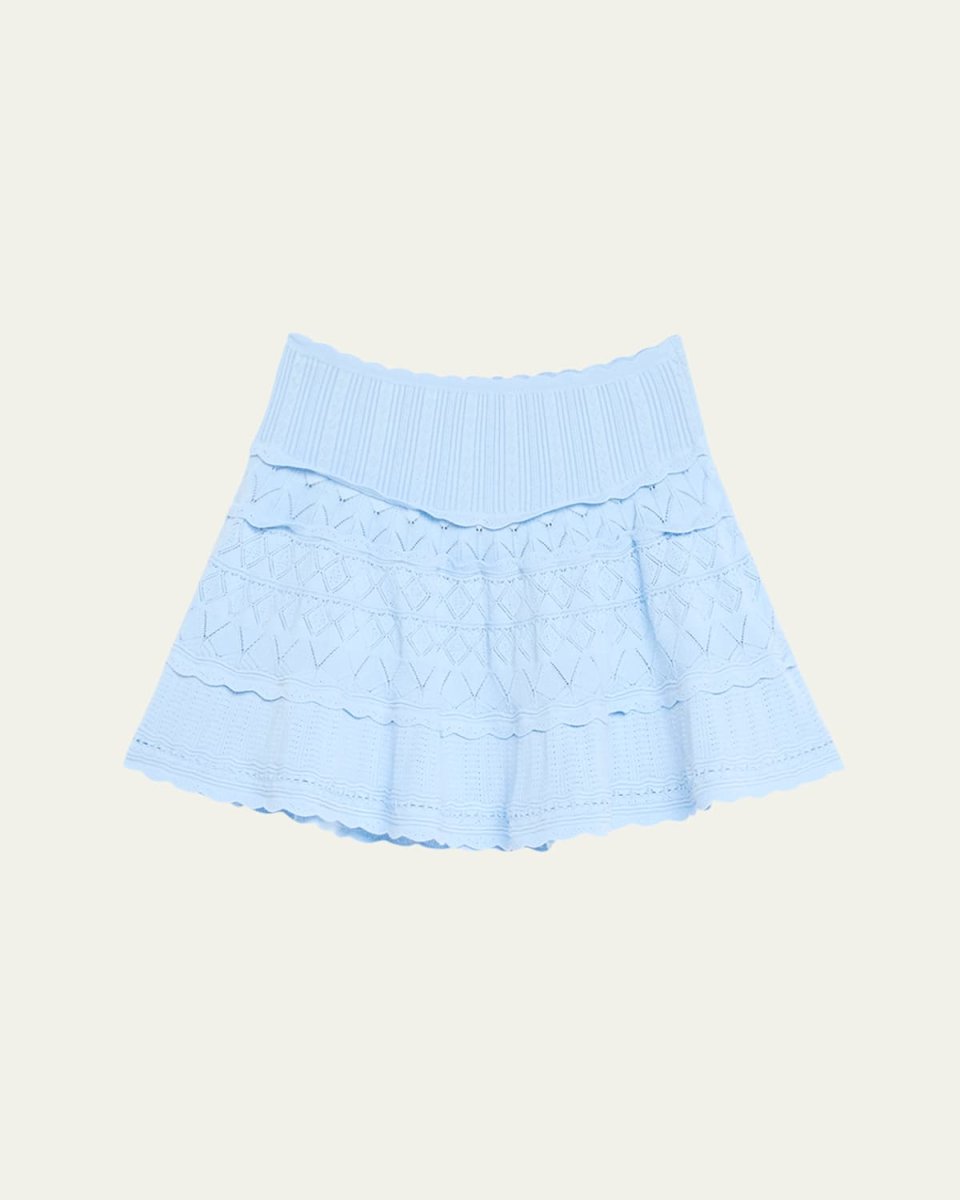 Colella Scalloped Pointelle Knit Mini Skirt