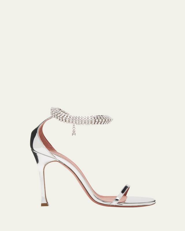 Iman Metallic Crystal-Strap Sandals