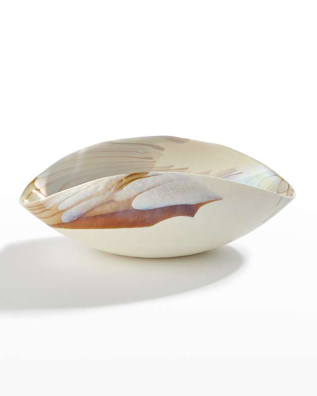 Small Oval Bowl, Ivory/Amber