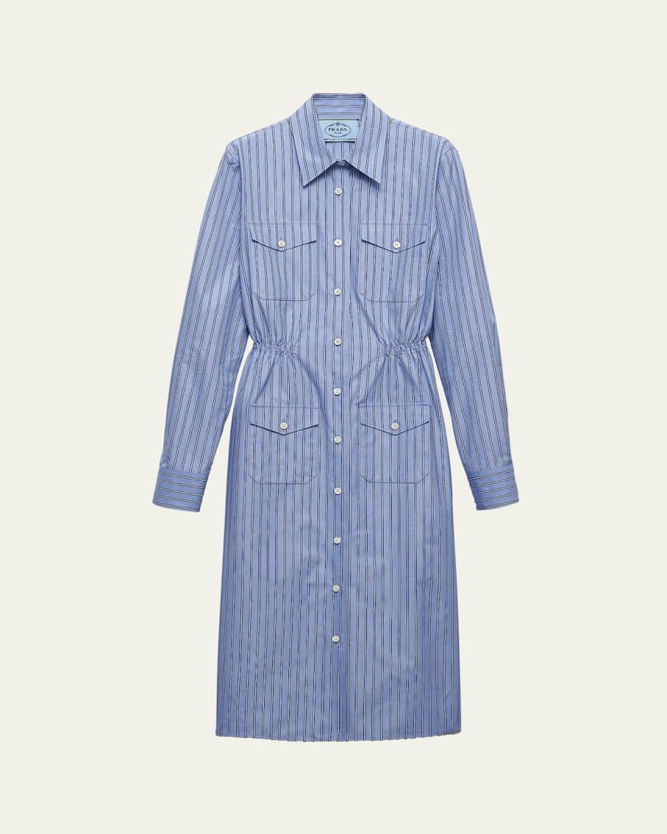 Stripe Chambray Button Down Midi Dress