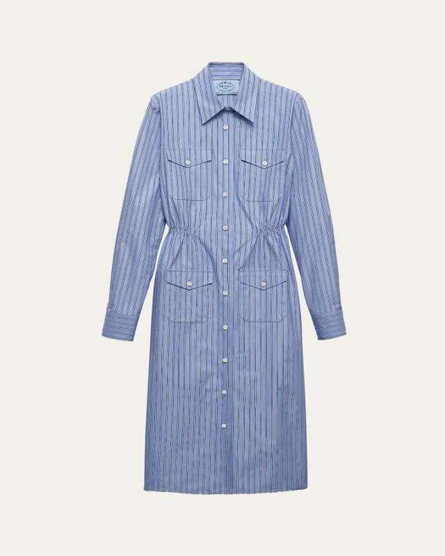 Stripe Chambray Button Down Midi Dress