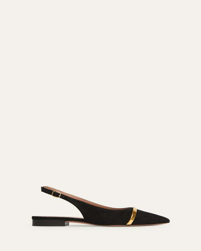 Jama Suede Metallic Slingback Ballerina Flats