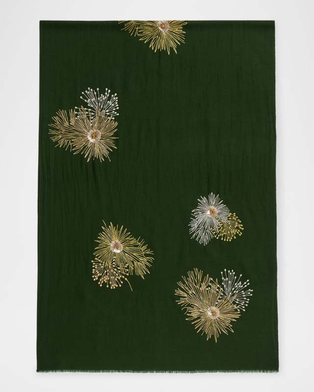 Twinkling Glitz Merino Wool Scarf W/ Eyelash Fringe