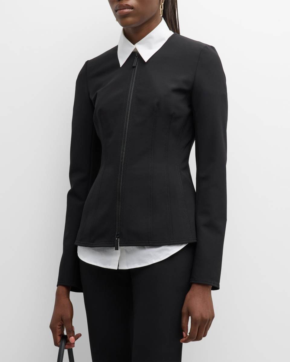 Multi-Seamed Zip-Front Jacket