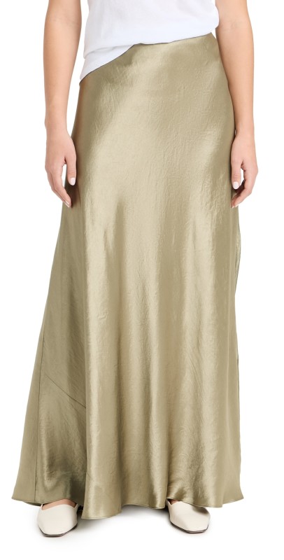 Vince Satin Maxi Skirt Artichoke