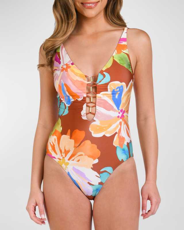Saharan Sands Plunge One-Piece Swimsuit