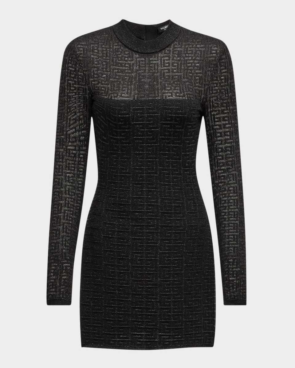 Monogram Print Glitter Knit Mini Dress
