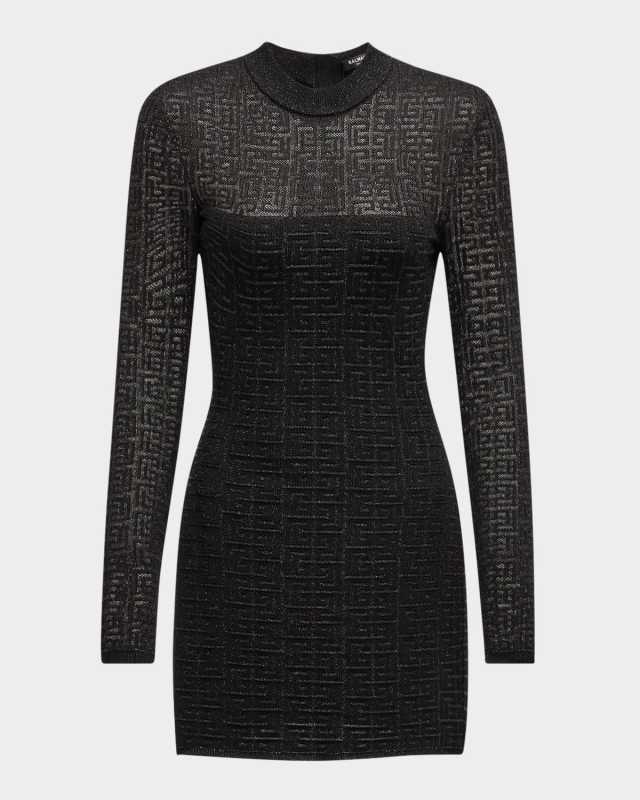 Monogram Print Glitter Knit Mini Dress
