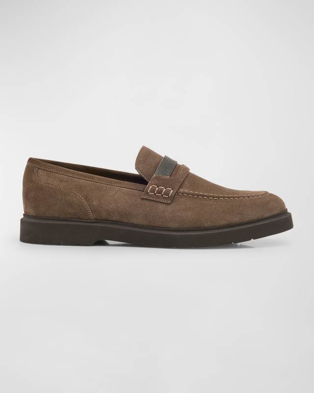 Suede Monili Penny Loafers