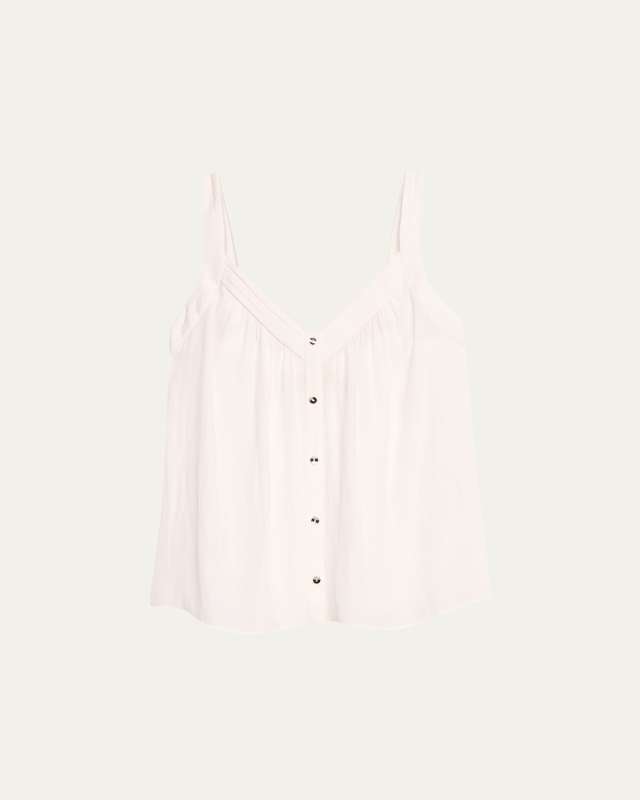Mary Button-Front Sleeveless Blous