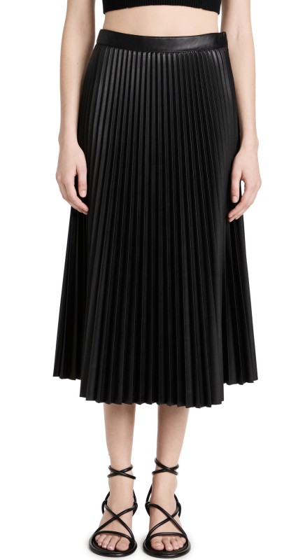 Proenza Schouler White Label Faux Leather Pleated Skirt Black