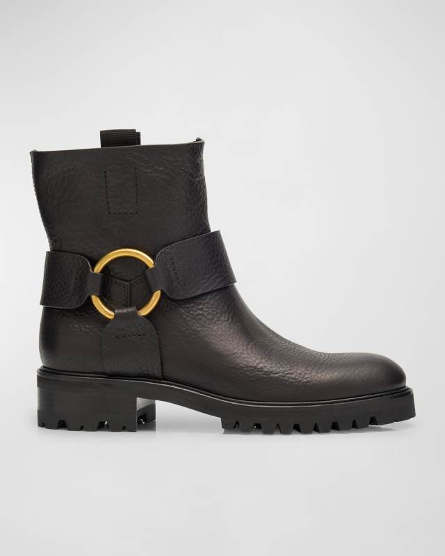 Sandor Leather Harness Biker Booties