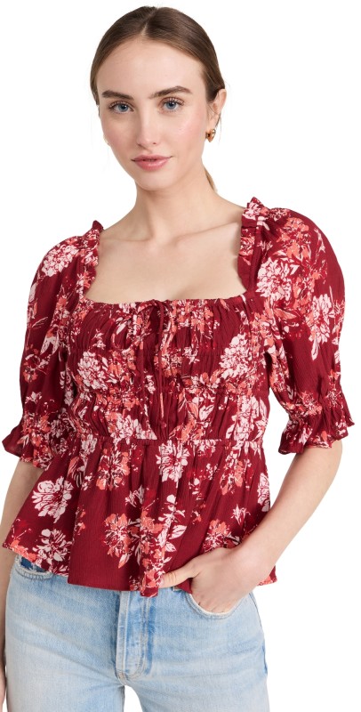 Playa Lucila Square Neck Top Red