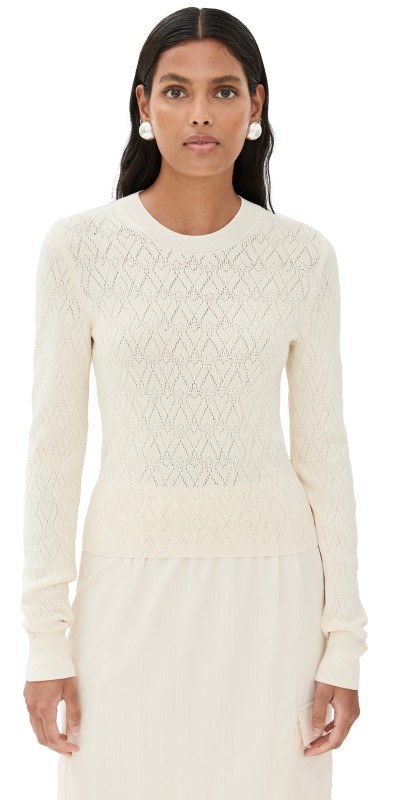 AMI Ami De Coeur Pointelle Sweater Off White