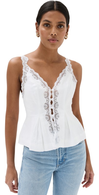 Reformation Josefina Linen Top White
