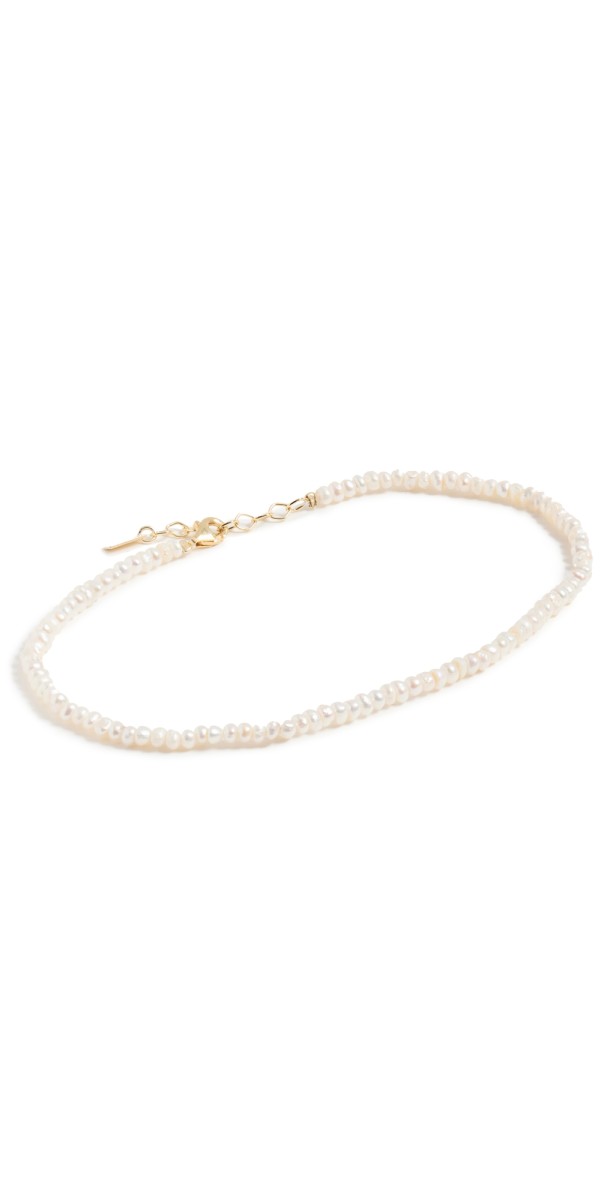 By Adina Eden Tiny Pearl Anklet Pearl Whit