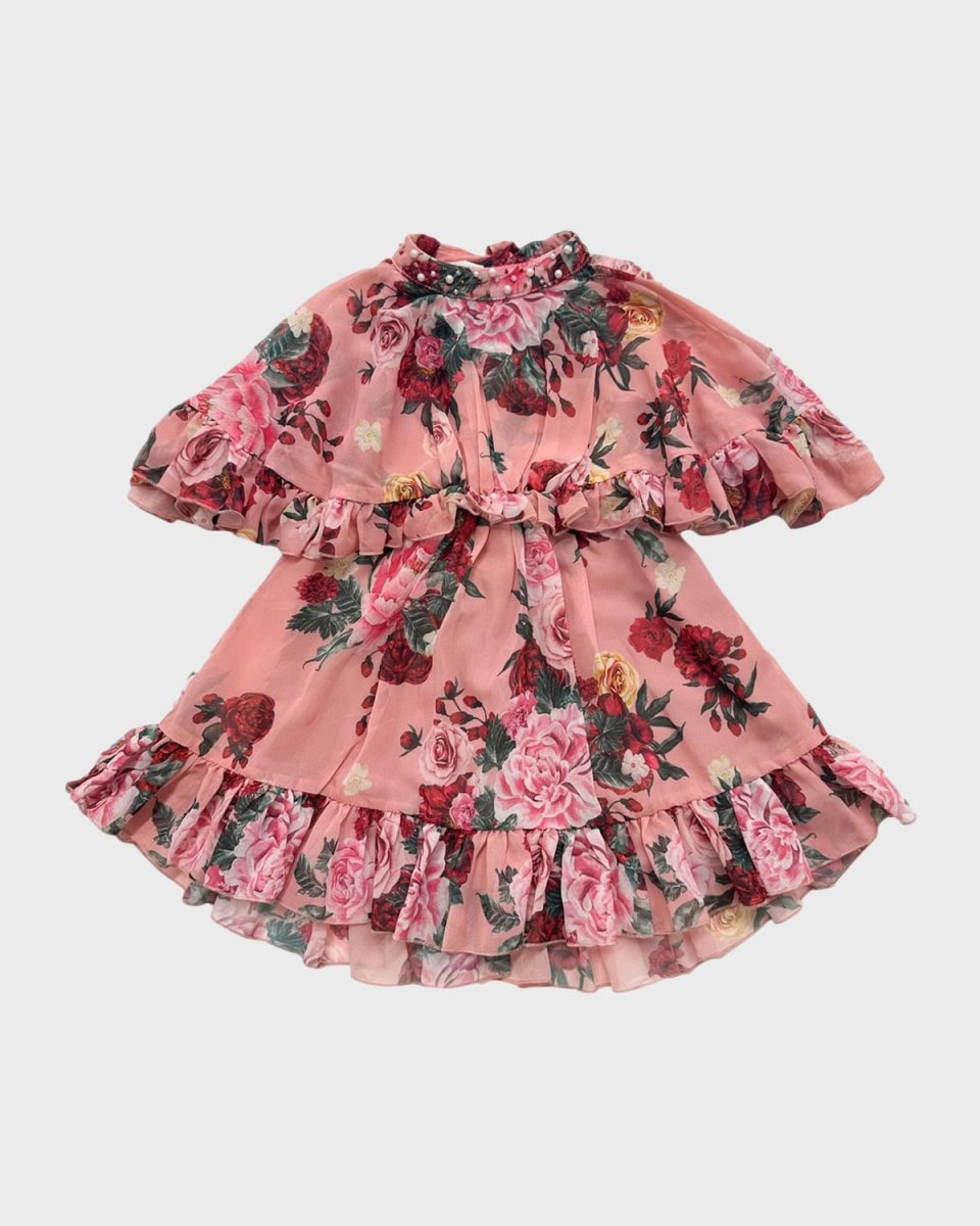 Girl's Flora Ruffle-Trim Dress, Size 12M-10