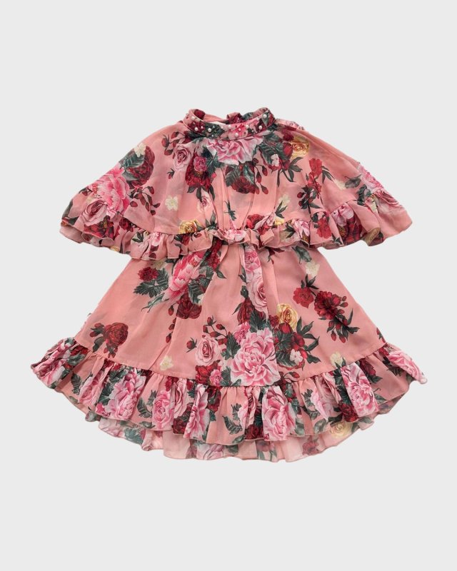 Girl's Flora Ruffle-Trim Dress, Size 12M-10