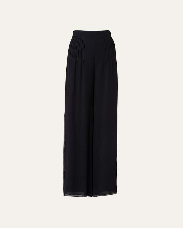 Myriam Pleated Wide-Leg Silk Pants