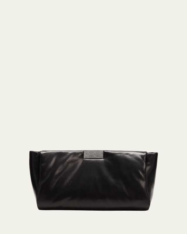 Puffy Leather Clutch Bag