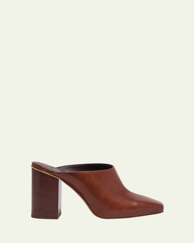 Ambre Calfskin Block-Heel Mules