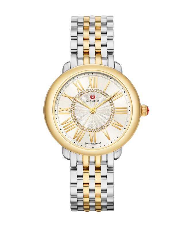 Serein Mid Diamond Dial Watch in Silver/Gold