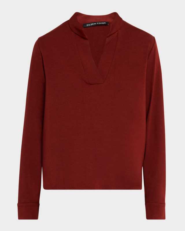 V-Neck Stretch Jersey Knit Top