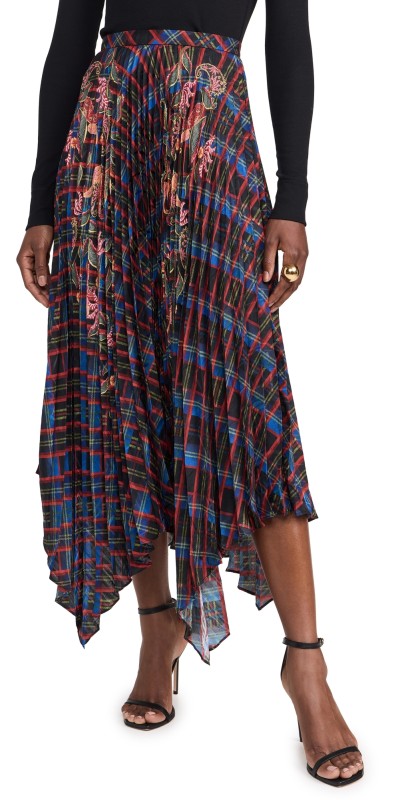 SALONI Zuri Pleat Skirt Tartan Trail Plmt