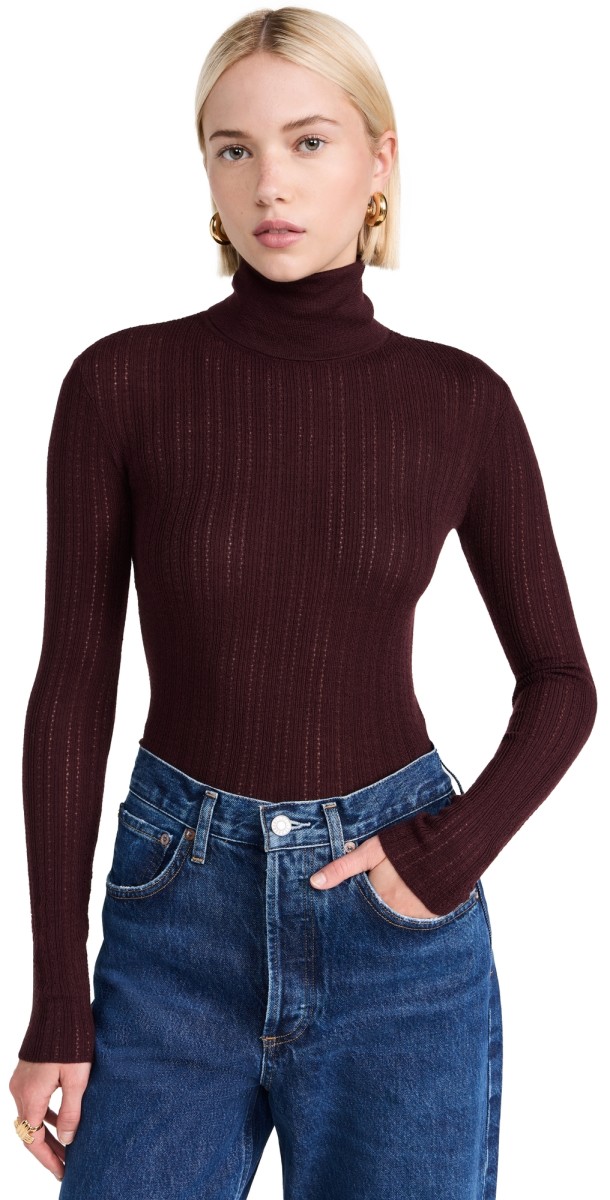 Tanya Taylor Kayden Knit Turtleneck Oxblood