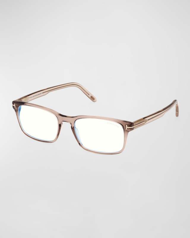 Blue Blocking Keyhole Acetate Rectangle Glasses