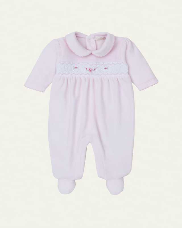 Girl's Fall Medley 24 Hand Smocked Velour Footie, Size Newborn-9