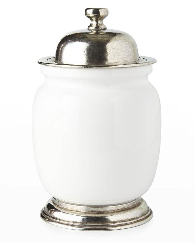 Medium Ceramic & Pewter Canister