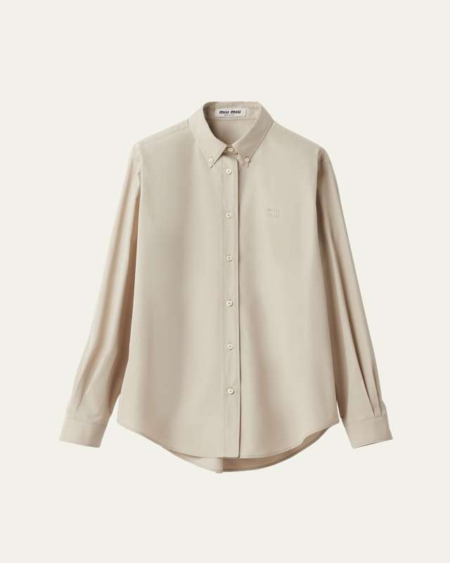 Tonal Logo Button Down Poplin Shirt