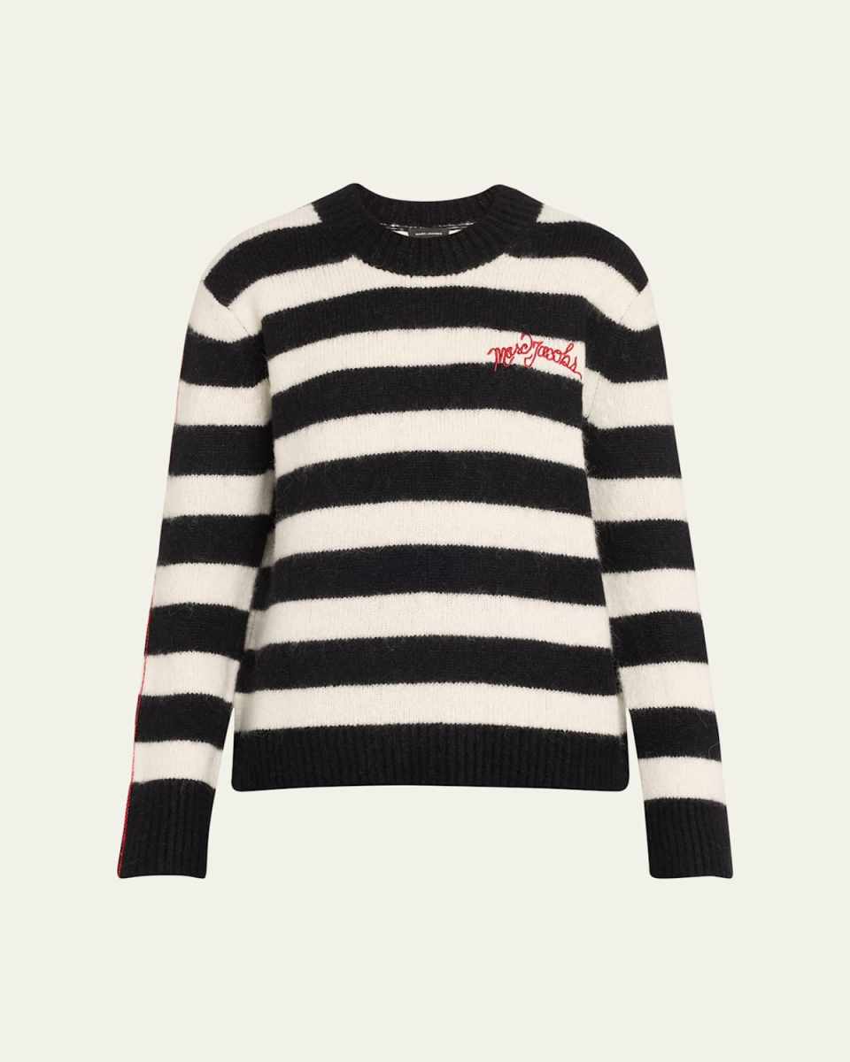 Logo Striped Wool Crewneck Sweater