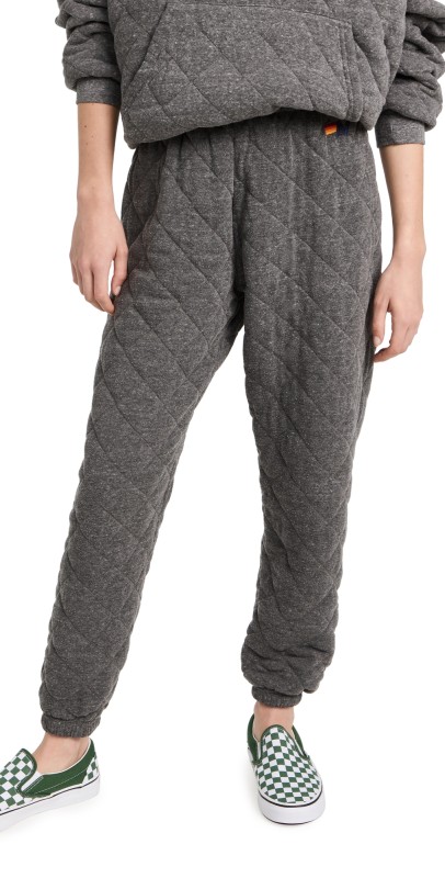 Aviator Nation Quilted Sweatpants Heather Grey