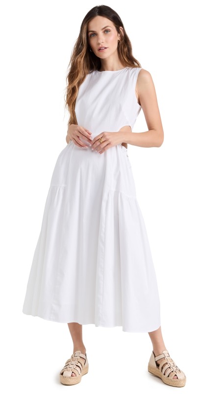 Moon River Cutout Midi Dress White