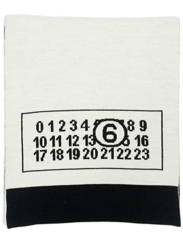 logo-print wool-blend scarf