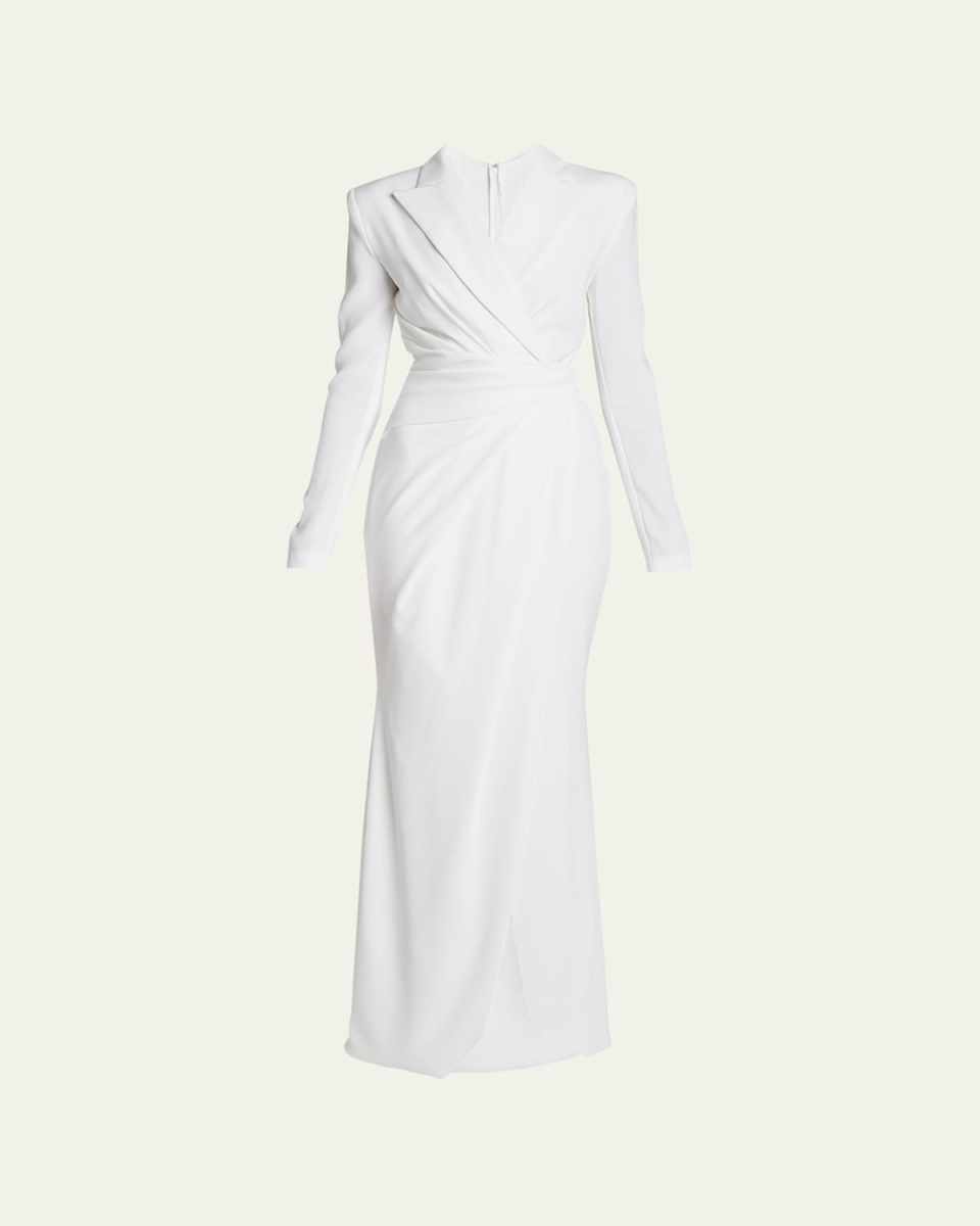 Long Collared Stretch Crepe Dress