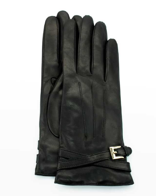 Cashmere-Lined Napa Crisscross Belt Gloves