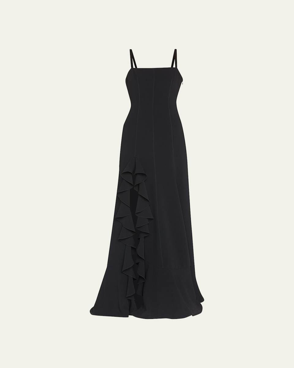 Dilan Cascading Ruffle Slit Gown