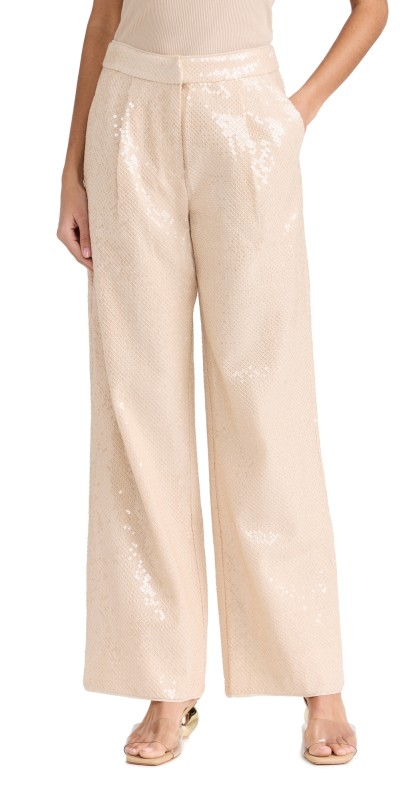 Aje Incandescent Sequin Pants Sand Brown