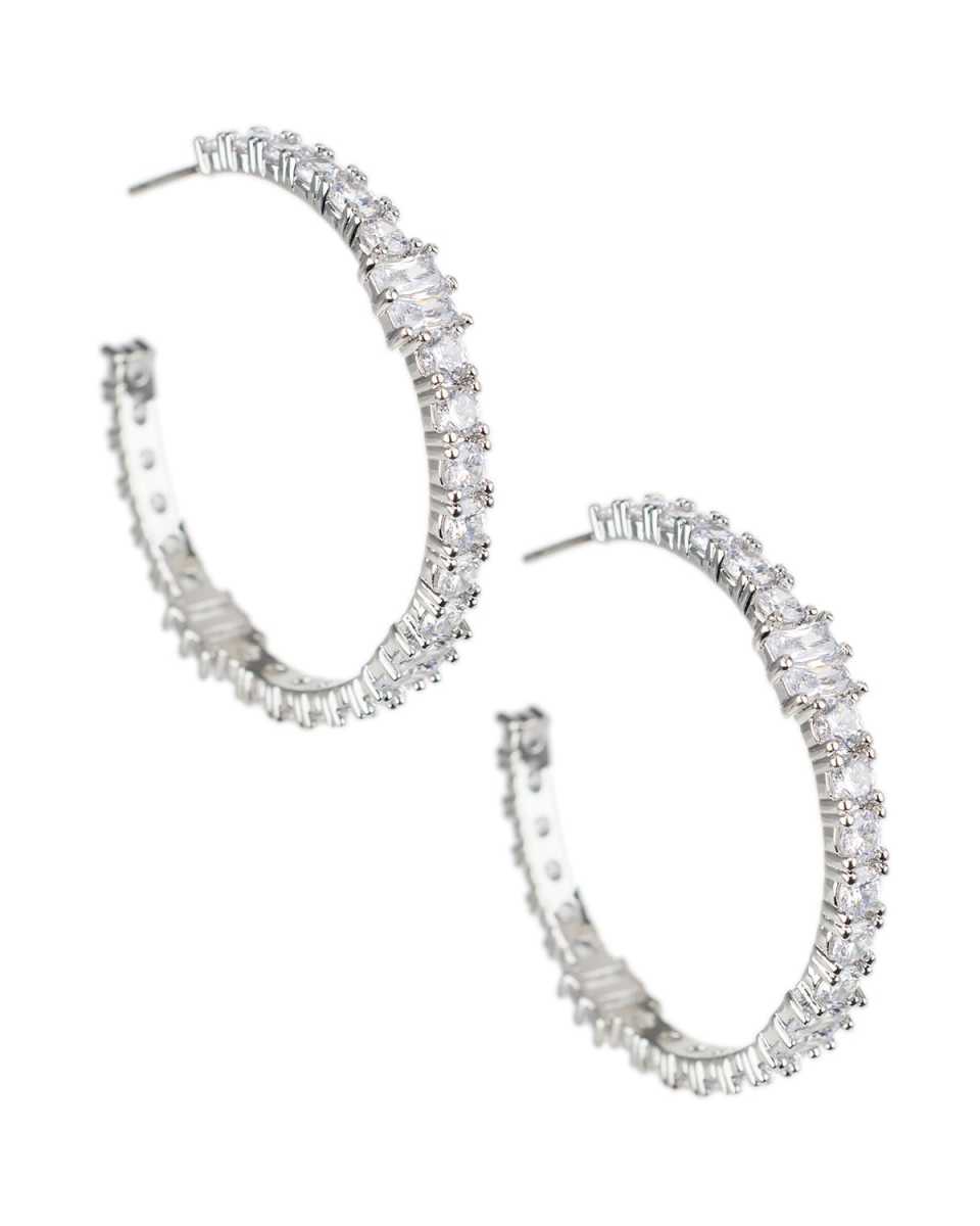 Cubic Zirconia Channel-Set Hoop Earrings