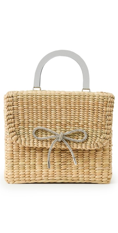 Poolside Bags Handheld Box Bag with Crystal Bow Natural