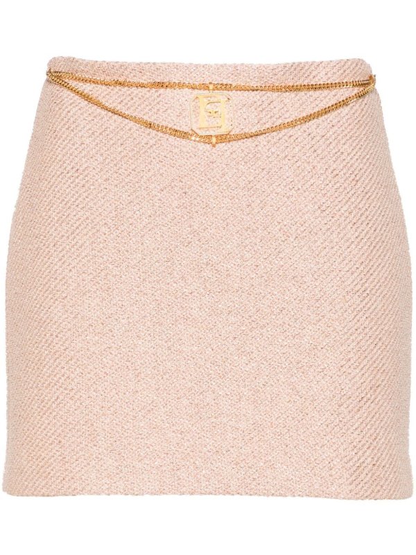 logo-belt tweed mini skirt