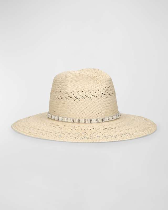 Woven Large Brim Hat With Strass Band