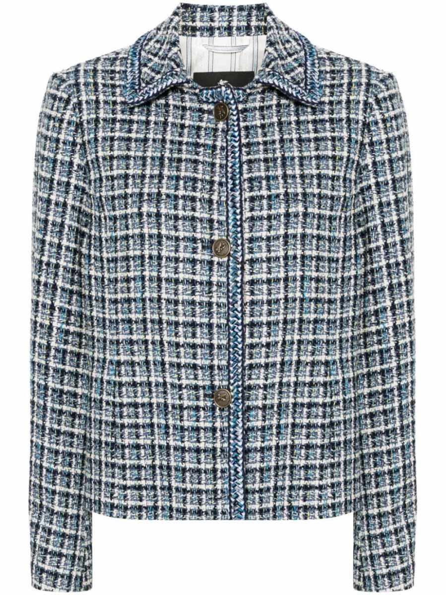 single-button tweed blazer