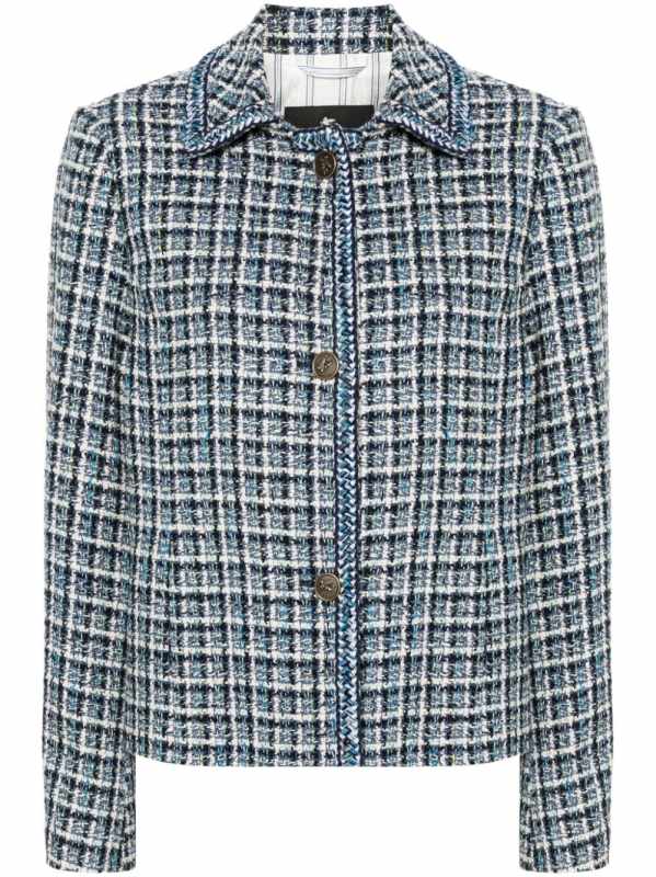 single-button tweed blazer