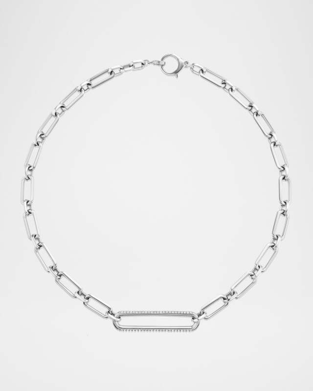 Sterling Silver Medium Open Paperclip Necklace, 18"L